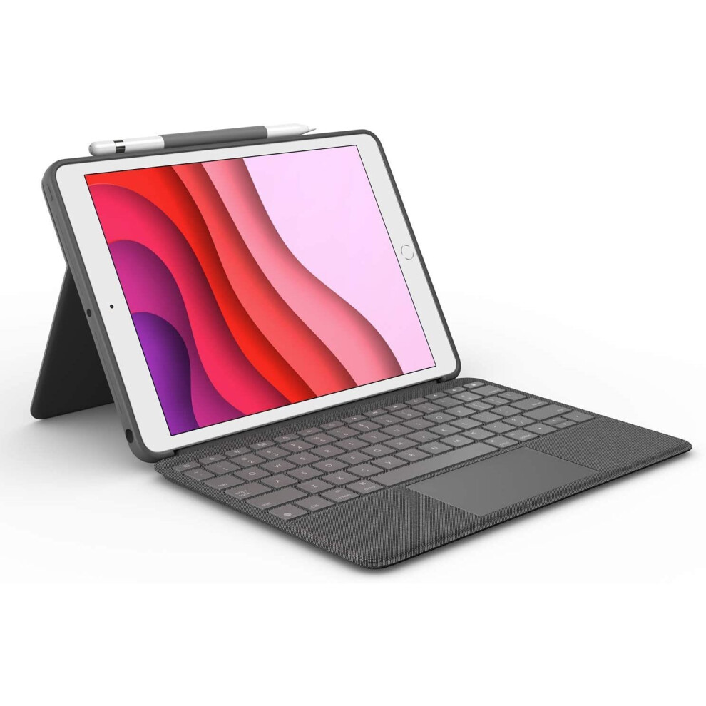 Logitech Combo Touch for iPad (7th & 9th Gen : A2197/A2200/A2198/A2270/A2428/A2429/A2430), Keyboard Case with Trackpad, Wireless Detachable Keyboard,