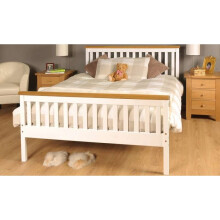 (5ft Kingsize, Caramel Bar) Comfy Living &#039;Talsi&#039; Wooden Bed Frame