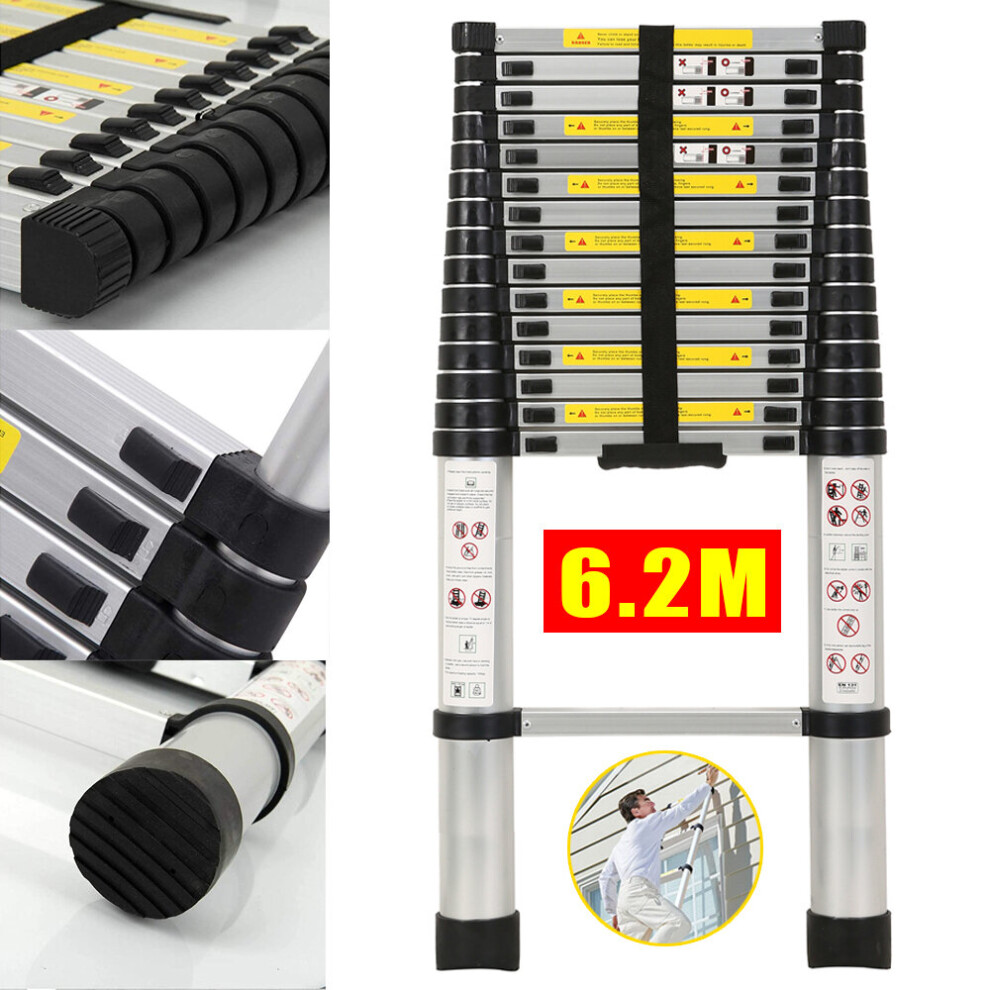6.2M Telescopic Ladder Extendable Multi-Purpose Aluminum Steps 097326500383