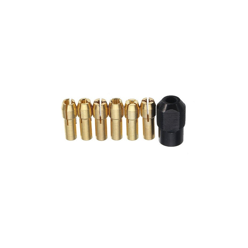 6Pcs 1-3.2mm Brass Drill Collet Chuck with M8x0.75mm Black Nut Rotary Tool Accessories