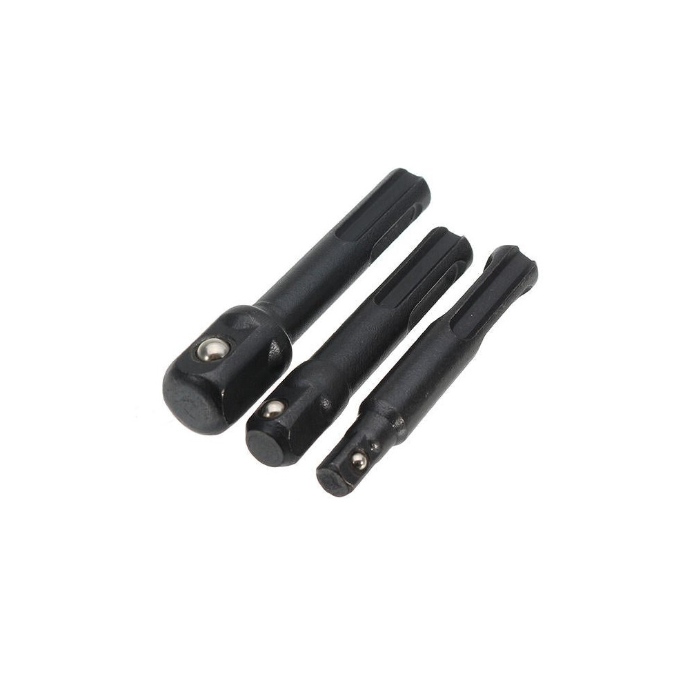 3Pcs Socket Impact Driver Adapter SDS Plus Shank 1/4 3/8 1/2 Inch Power Extension Drill Bit Bar