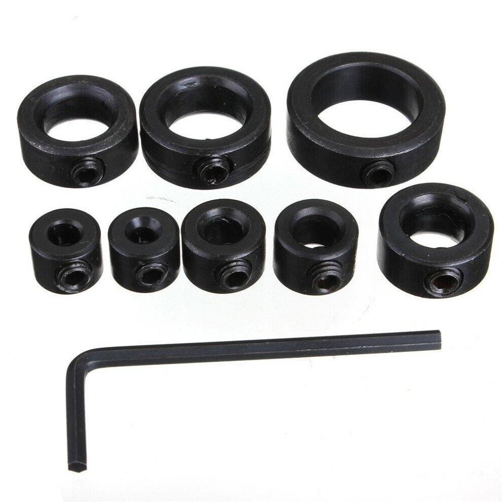 8Pcs 3-16Mm Drill Bit Shaft Depth Stop Collars Ring Set Wood Drills 3654659284495