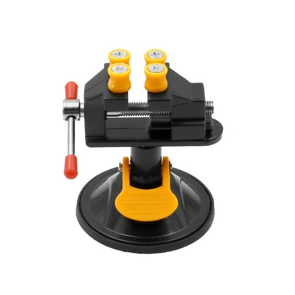 (Black) Adjustable Fixed Electric Mini Table Bench Vise 360 Degree Rotatable Grinder Rotary Hand Drill Suction Cup Fixed Frame