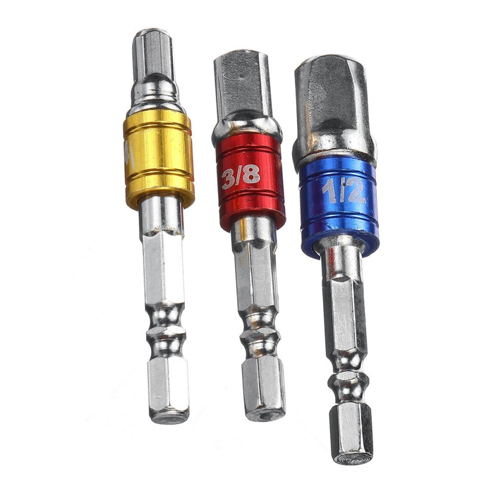 (B) 7Pcs Extension Bar Impact Socket Square Hex Shank Socket Adapter Drill Bit 3654659291493