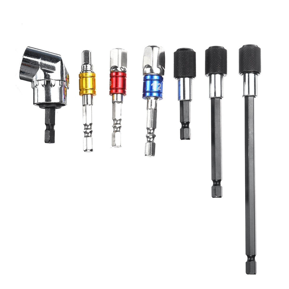 (D) 7Pcs Extension Bar Impact Socket Square Hex Shank Socket Adapter Drill Bit 3654659308726
