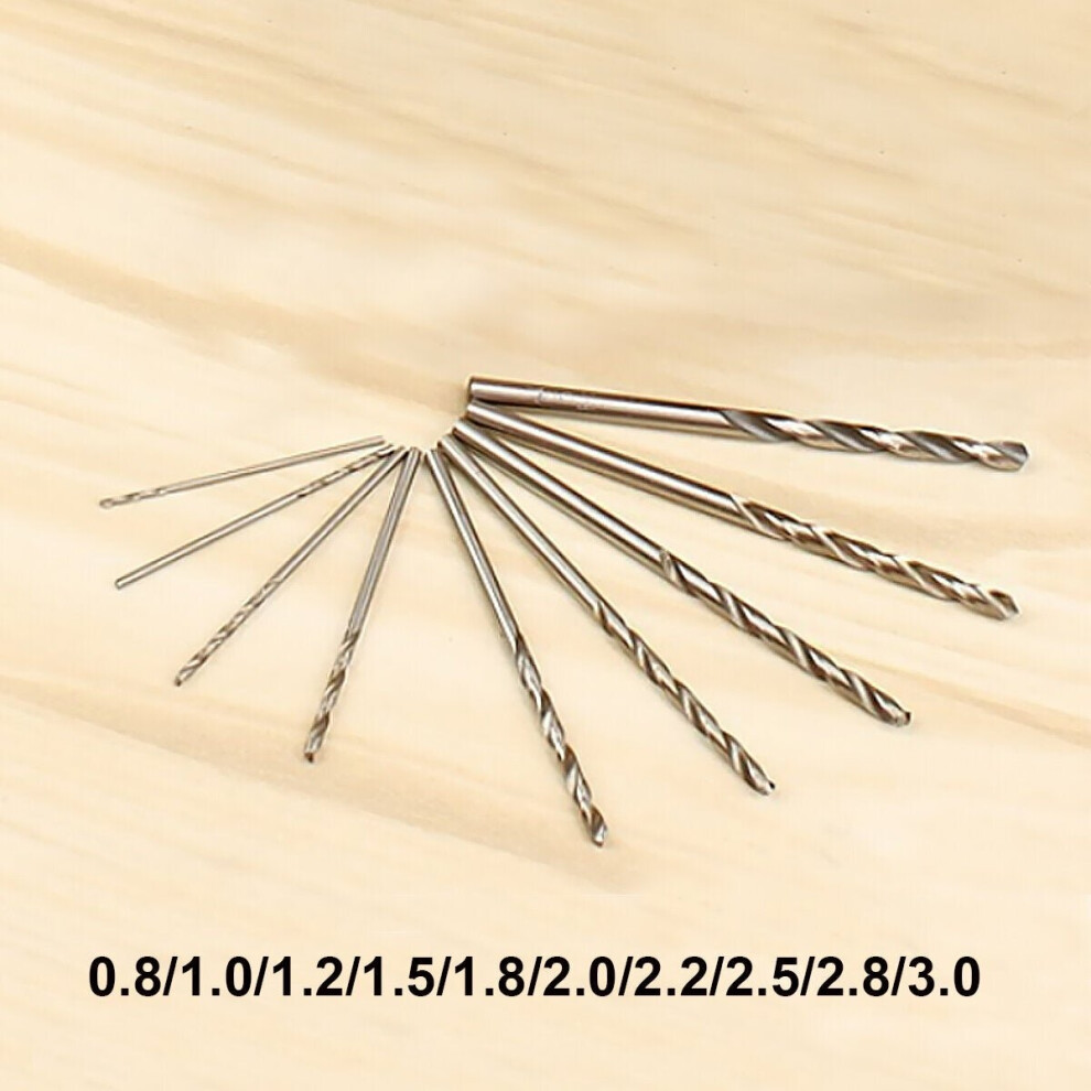 (B: Single Set of Drill Bits) 10Pcs Drill Bits Set Micro Hand Drill Mini Portable Small 0.8-3.0mm Carbon Steel Drilling Kit wood working Watch Making