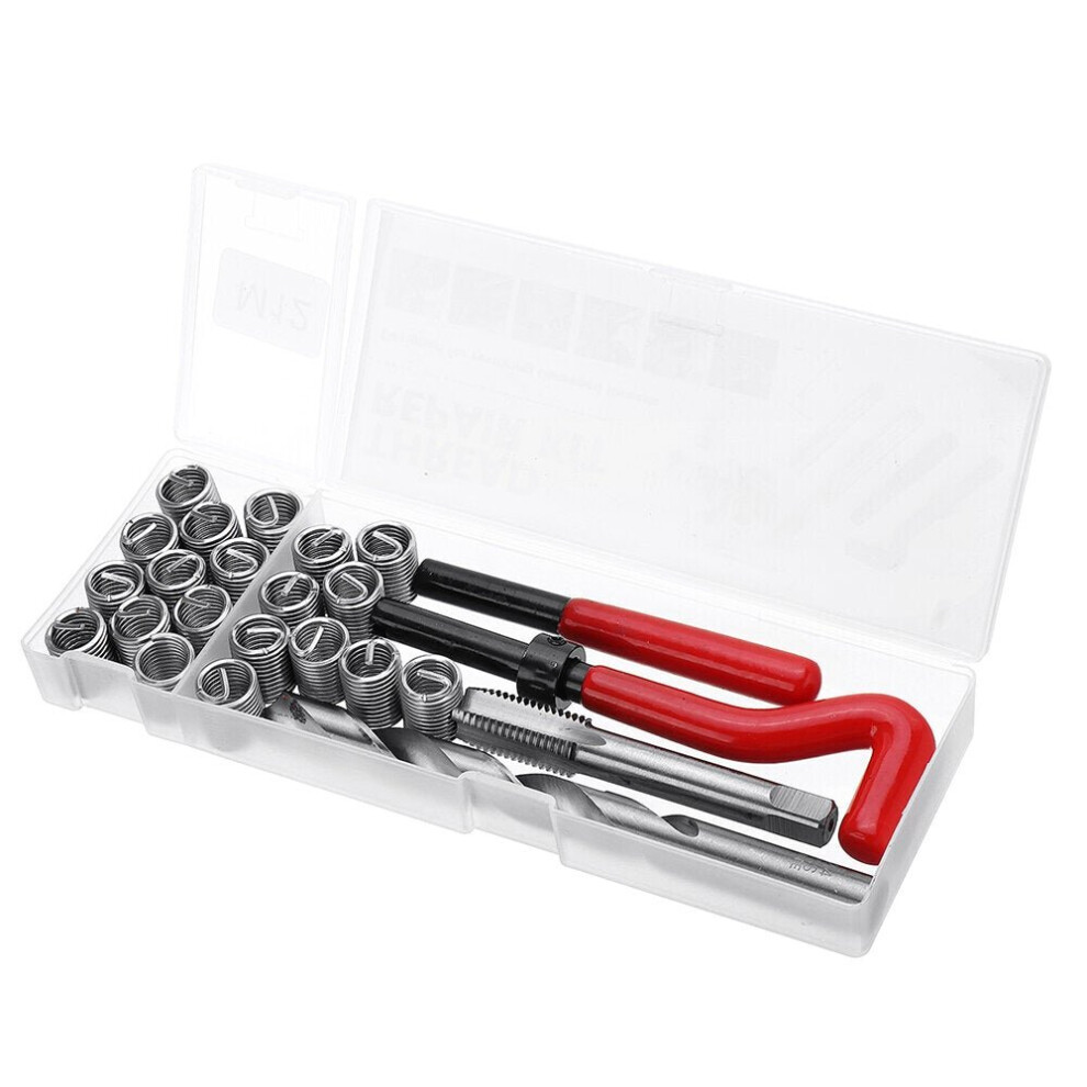 25pcs M12 Thread Repair Tool Kit for Restoring Damaged Threads Spanner Wrench Twist Drill Bit Kit