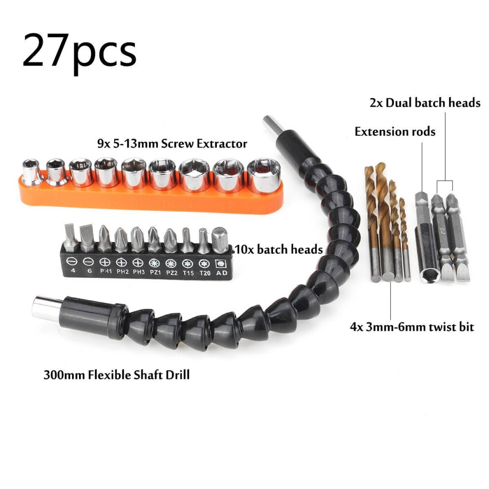 (C:27pcs) 21/23/27pcs Drill Bits Set Batch Heads Flexible Shaft Drill Tools Kit