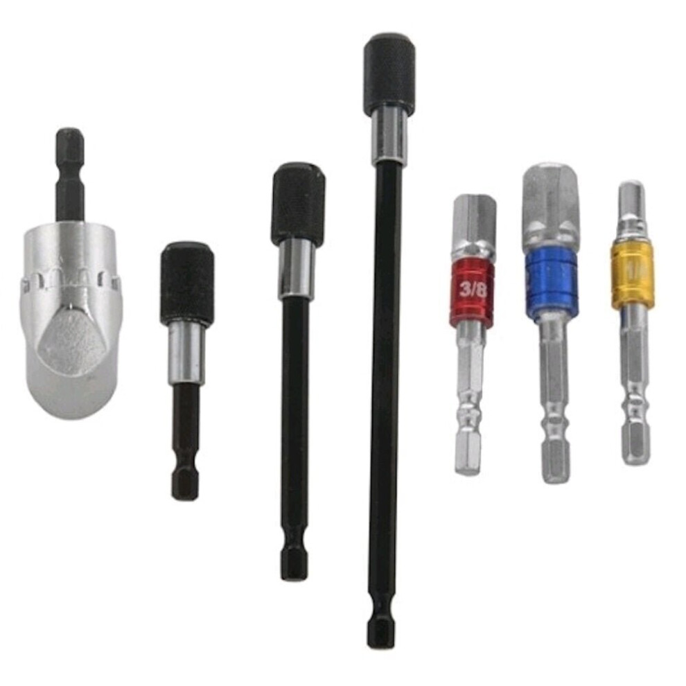 (A: 7-piece Short angle cornerer set) 105 Degree Electric Drill Corner Changer Tool Set With Extension Rod And Flexible Shaft Color Extension Rod