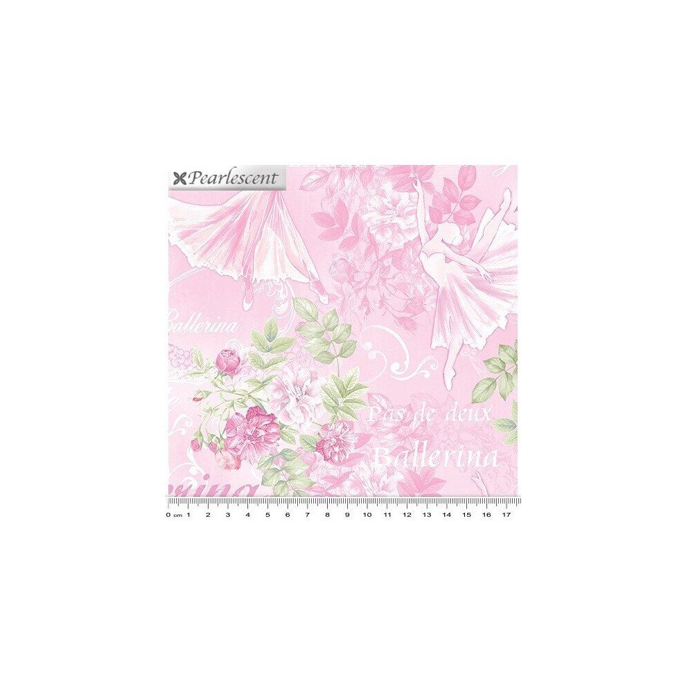Benartex Fat Quarter Pearl Ballet Ballerina Floral Theater Pink 100% Cotton Quilting Fabric