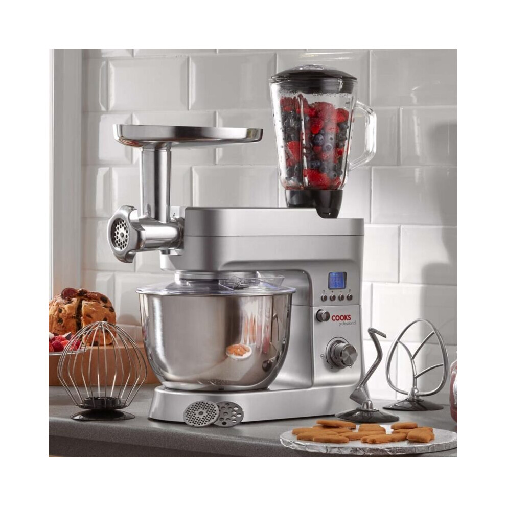 Food Processor Stand Mixer with Blender Meat Mincer Grinder 6.2L Bowl 1200W