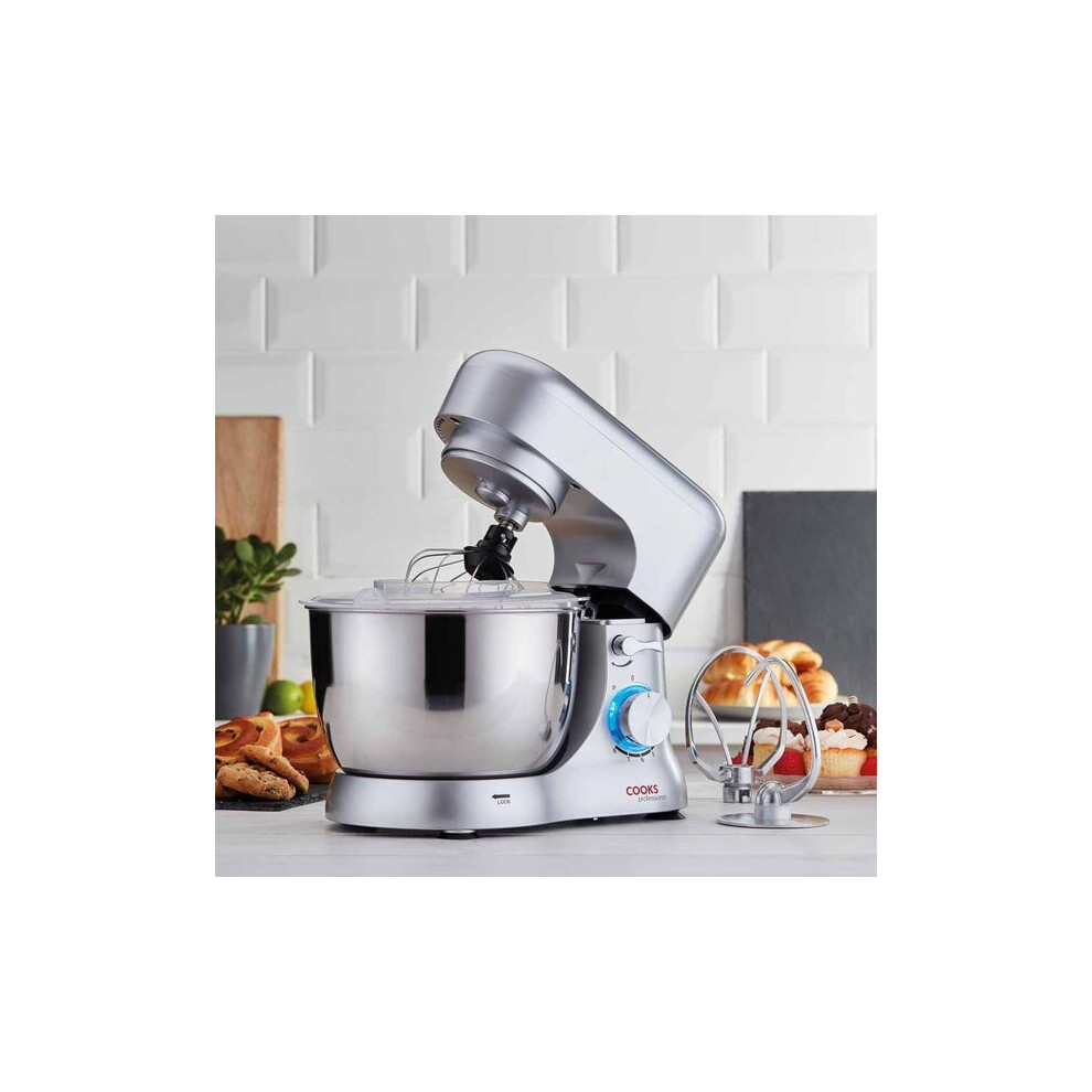 Food Baking Stand Mixer 4.5L 8 Speeds 1000W Silver Cooks Professional