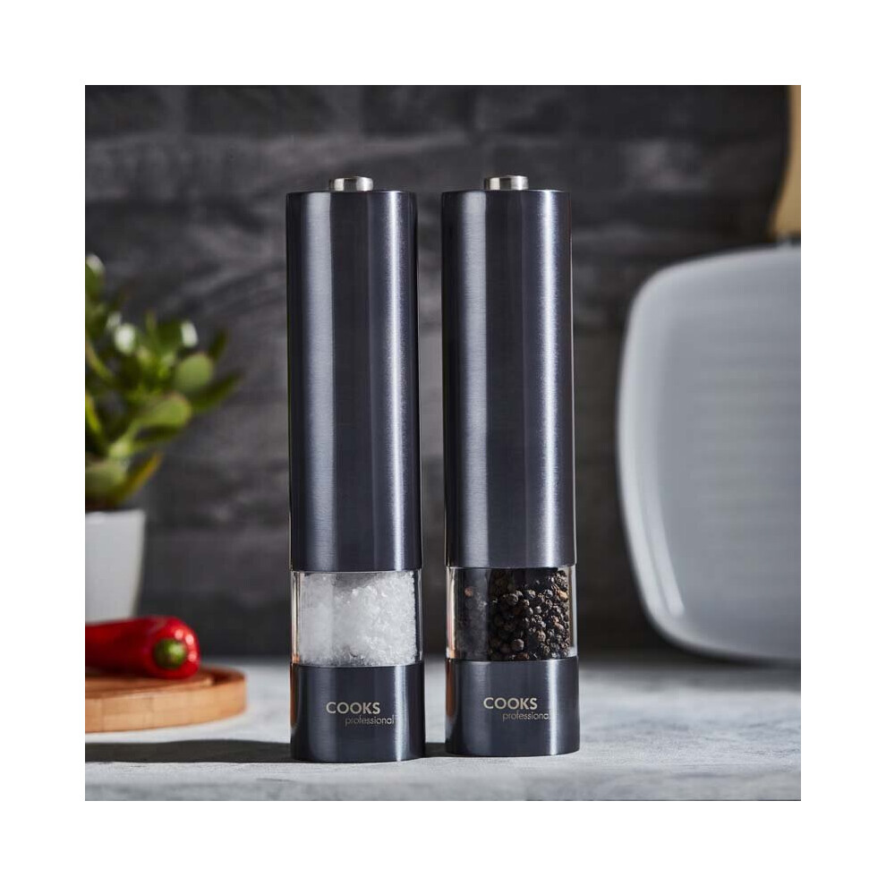 Cooks Professional Electric Salt & Pepper Mill Grinder Shaker Set