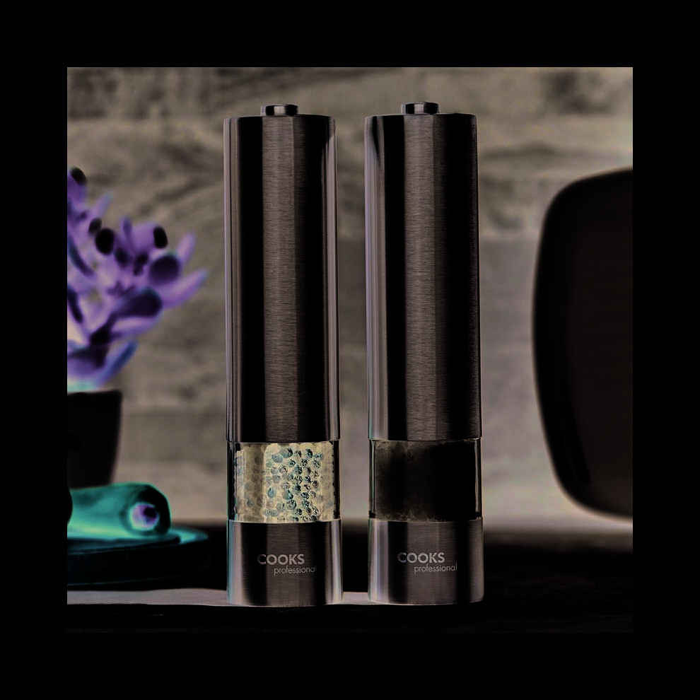 Electric Salt and Pepper Mill Grinder Set Stainless Steel Battery