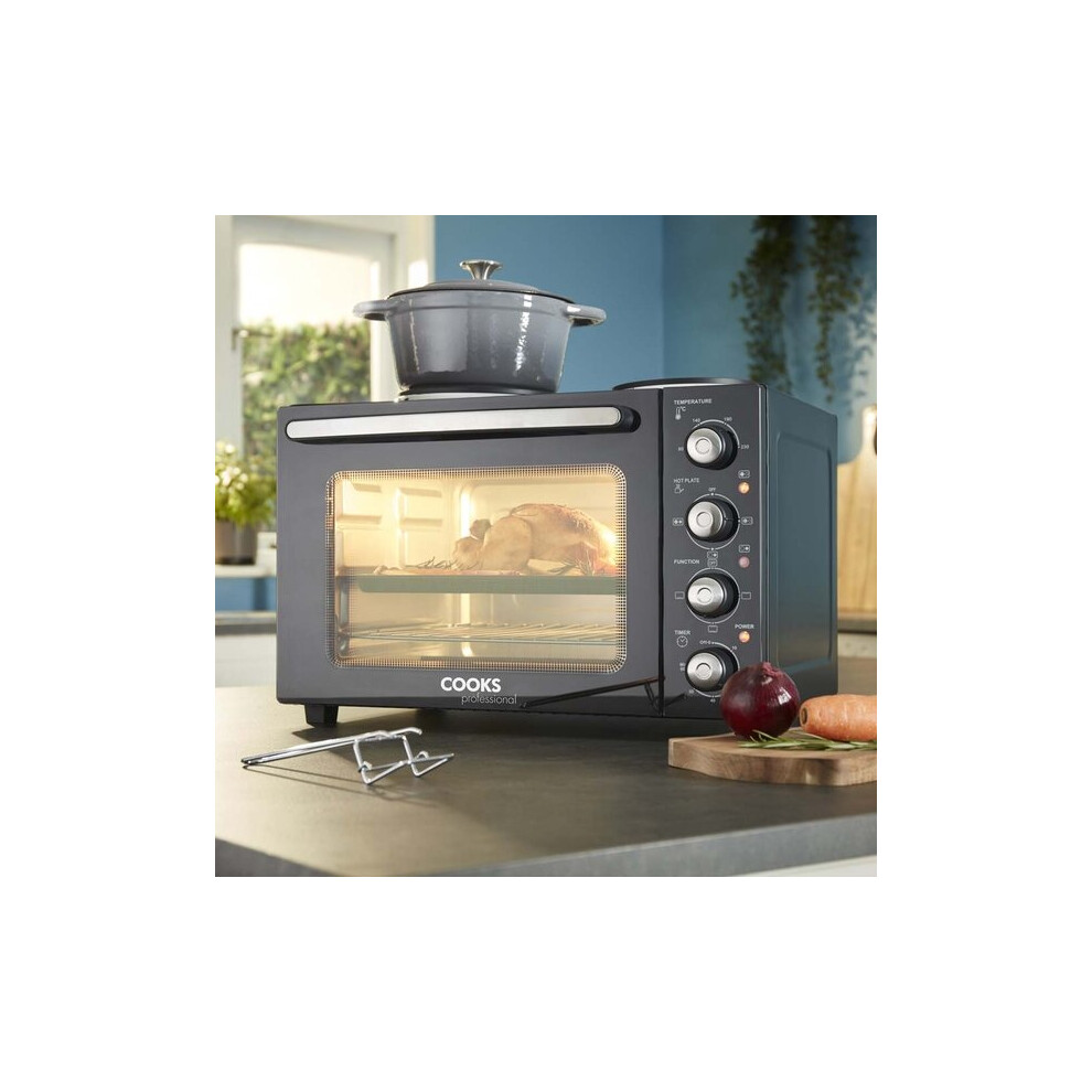 New Cooks Professional 34L Mini Oven Hob Cooker Grill With Electric Hob