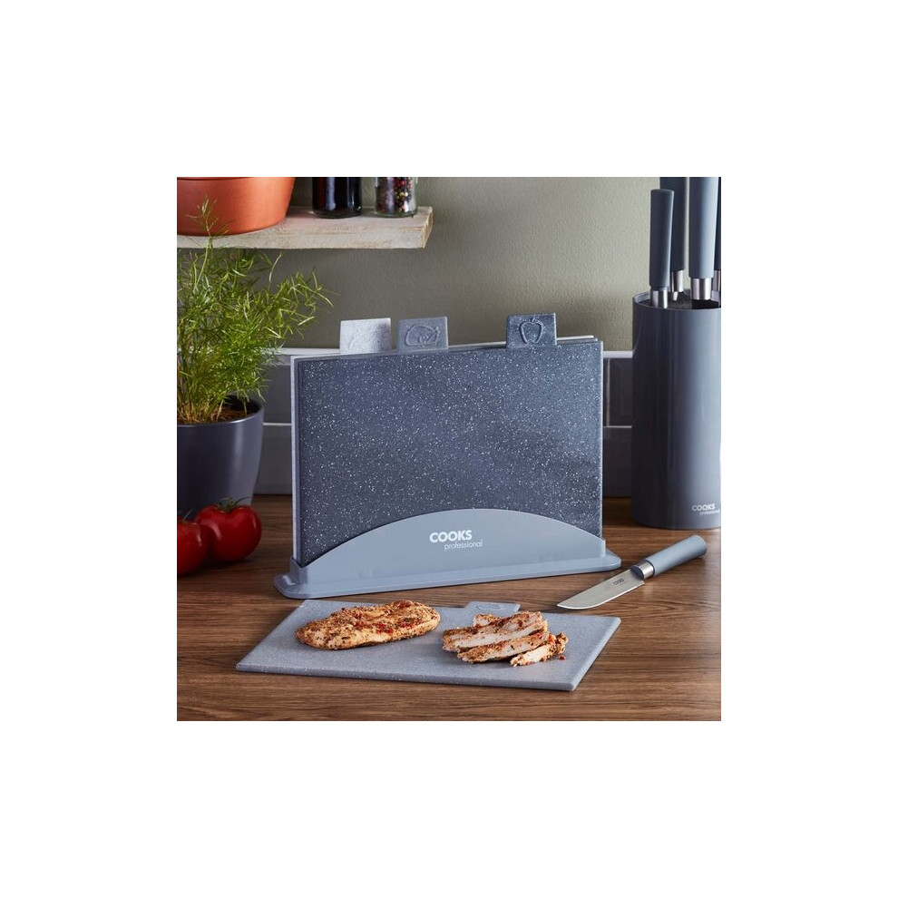 Cooks Professional Four-Piece Granite-Effect Chopping Board Set