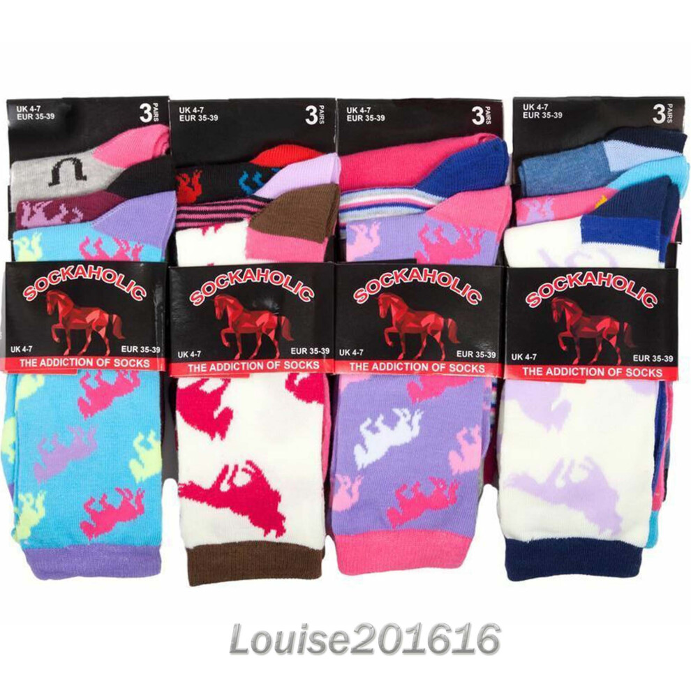 (12 Pairs) 6 or 12 Pairs Sockaholic Women's Socks Cotton Designer Everyday Socks UK 4-7