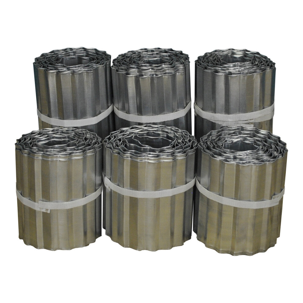 Set of 6 Galvanised Steel Lawn Edging Rolls (16.5cm x 5m)