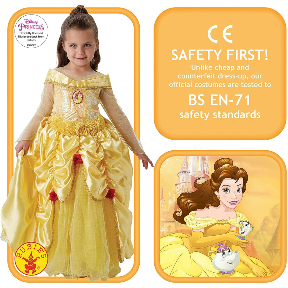 Rubie s Official Disney Premium Belle Girls Fancy Dress Princess Beauty Childs Deluxe Costume Large on OnBuy