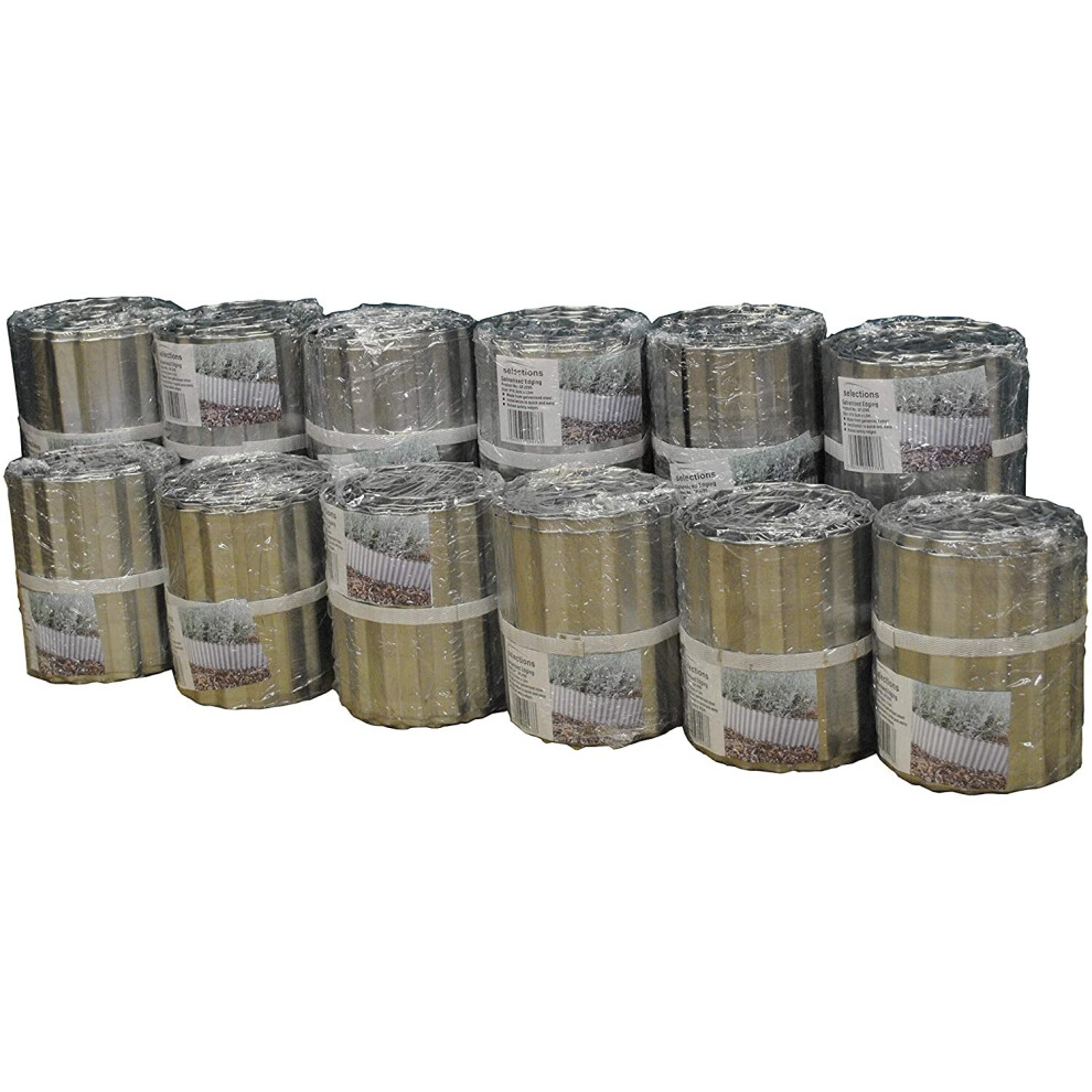Selections Set Of 12 Galvanised Steel Lawn Edging Rolls (16.5Cm X 5M)