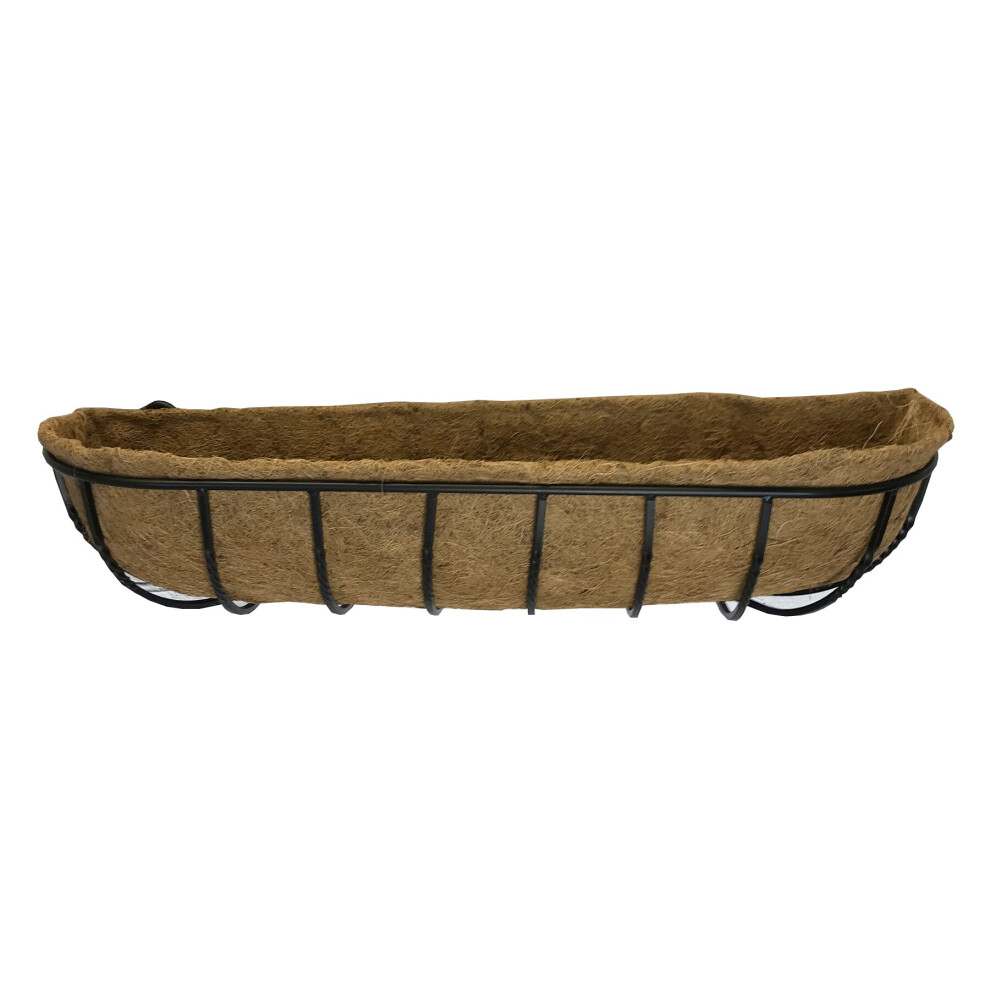 Garden Black Metal Wall Basket Manger Trough Planter (90cm)