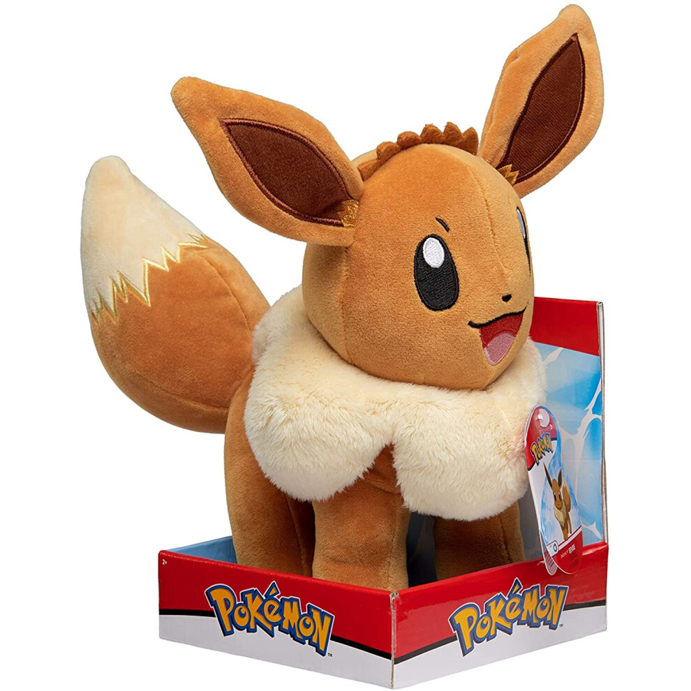 PoKÃ©MoN Pokemon BO37959, Evoli (30 cm), realistically Designed, Super Soft, Lifelike Plush Toy for Cuddling and Loving