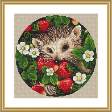 Strawberries Hedgehog Summer Counted Cross Stitch Kit - 16 Count