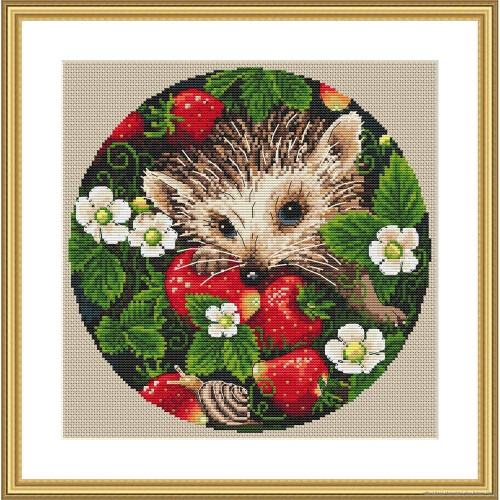 Strawberries Hedgehog Summer Counted Cross Stitch Kit - 16 Count