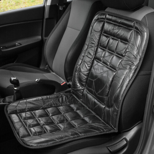 Komodo LEATHER CAR FRONT SEAT PAIR COVER BACK SUPPORT CUSHION COVERS  BLACK 2