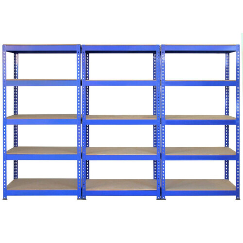 Monster Racking 3 x Blue Racking Unit 90cm 5 Tier & Workbench Garage Storage Warehouse Shelving 2