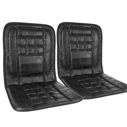 Komodo LEATHER CAR FRONT SEAT PAIR COVER BACK SUPPORT CUSHION COVERS  BLACK