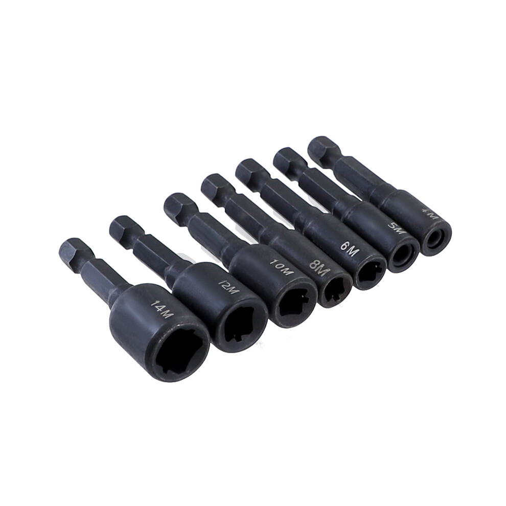 7Pcs M4-M14 Screw Tap Socket Adapter 1/4 Inch Hex Shank Machine Tap Square Driver Thread Tap Adapter for Electric Drill