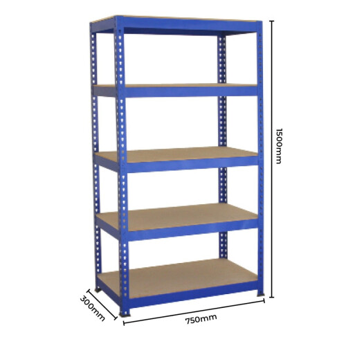 Monster Racking 2 x Blue Racking Unit 5 Tier Garage Storage Warehouse Shelving 75 x 150 x 30cm 2