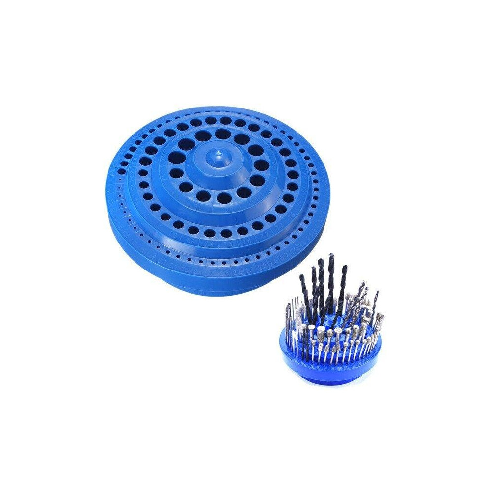100 Holes Drill Bit Storage Case Multifunctional Plastic Round Shape Drill Bit Display Box Blue