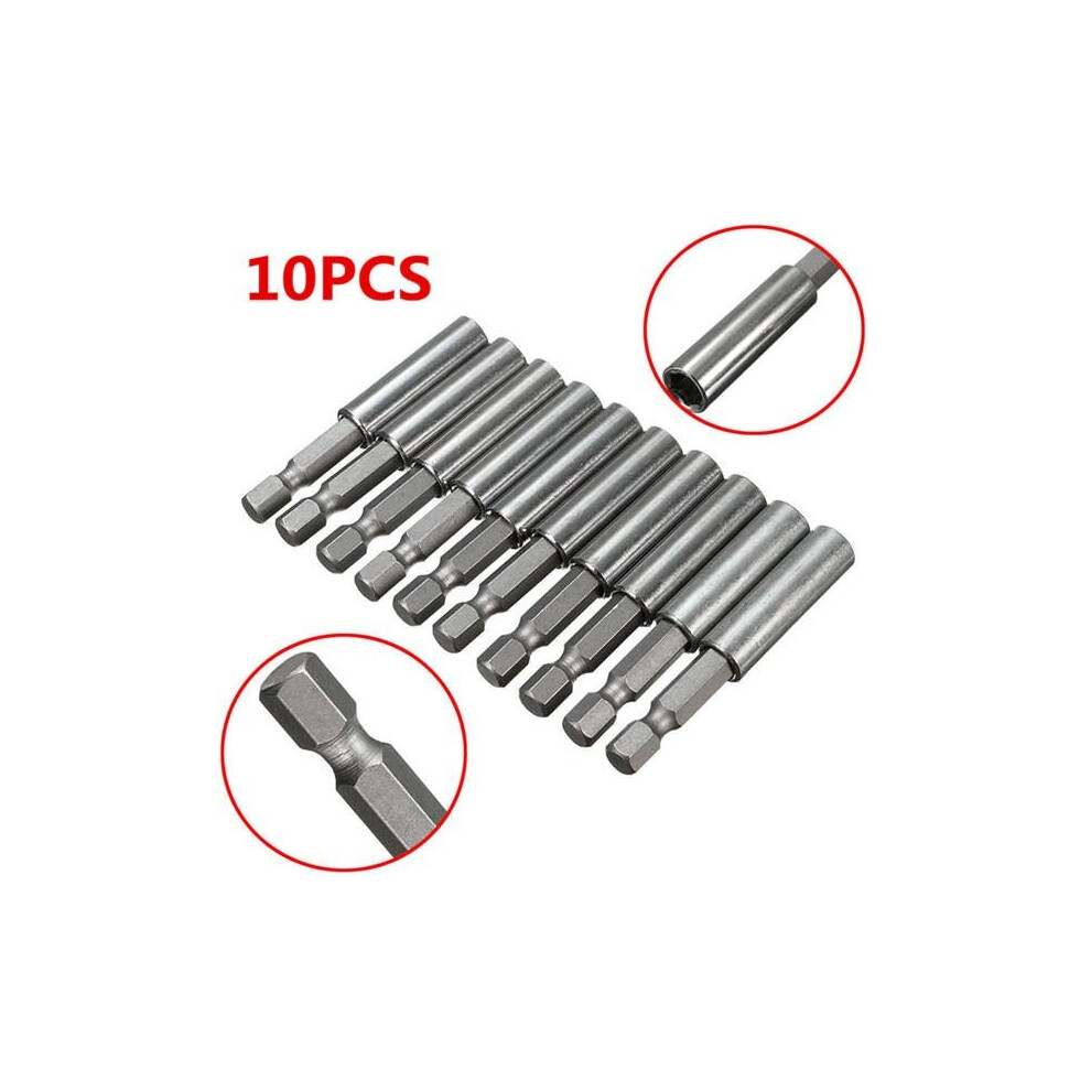 10pcs 1/4 Inch Hex Shank Release Magnetic Extension Socket Drill Bit Holder Power Tools