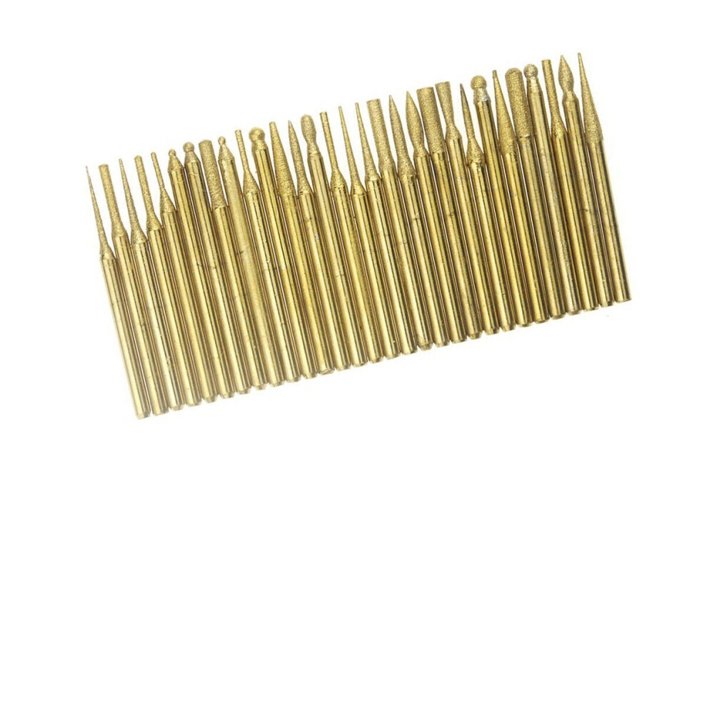 30Pcs 3Mm Titanium Diamond Grinding Head Grinder Drill Bit Abrasive Tool For Rotary Tool 3654659101327