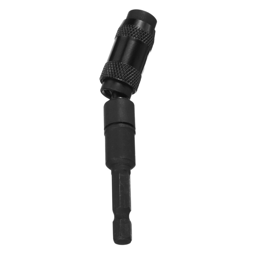 (Black) Universal Connection Extension Rod Steel Alloy Impact Magnetic Pivoting Bit Tip Holder Swivel Screw Drill Accessory Bits