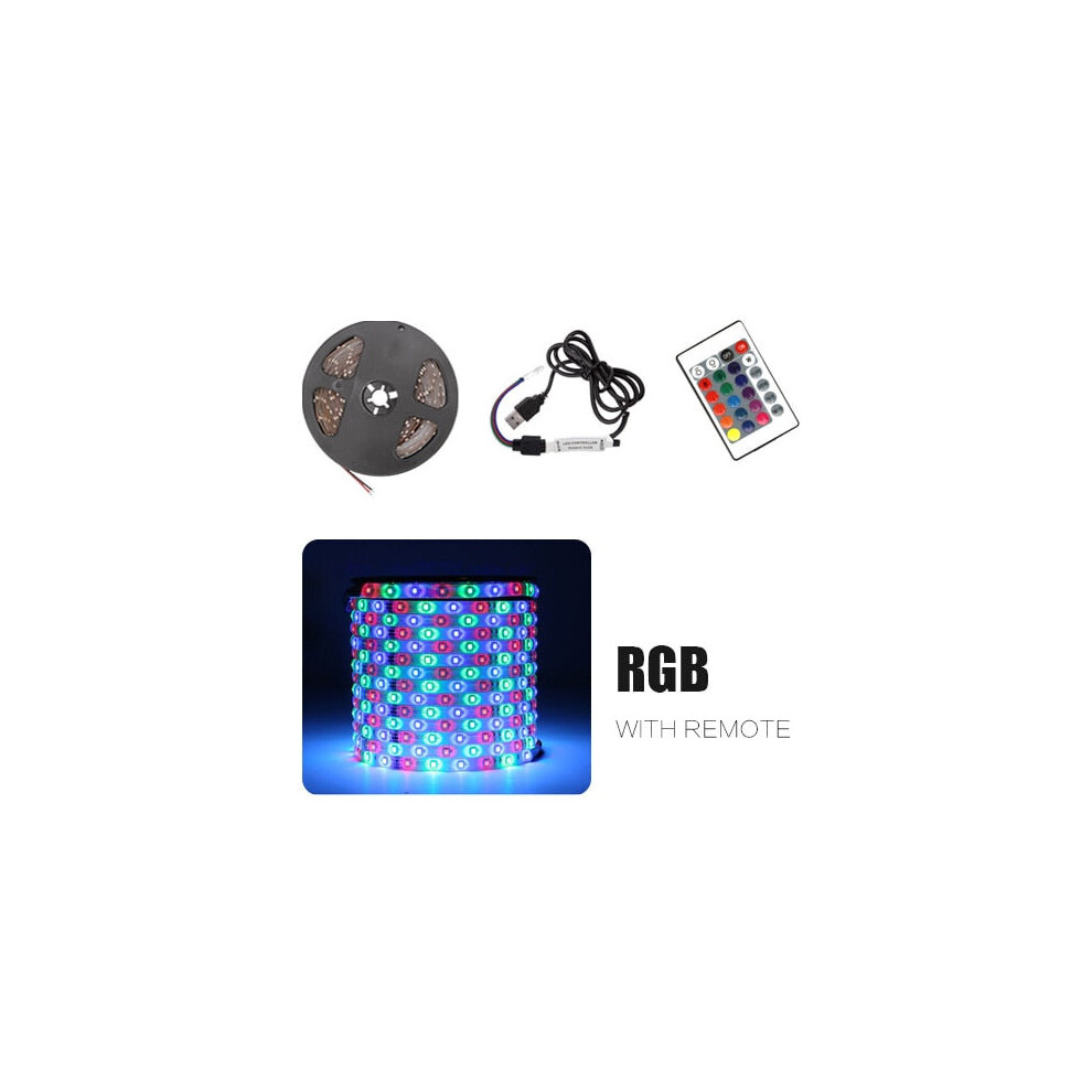 (RGB, With Remote 24 Keys) USB LED Strip Flexible Lamp SMD 2835 Desk Decor Screen TV Background Lighting
