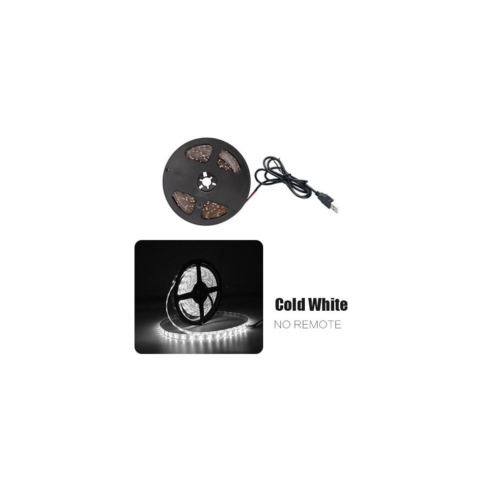 (Cold White, Without Remote) USB LED Strip Flexible Lamp SMD 2835 Desk Decor Screen TV Background Lighting
