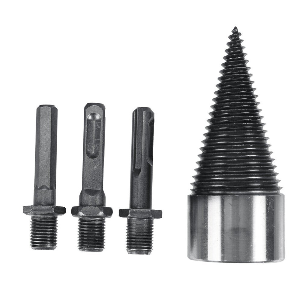 (D: a Set) 32mm Firewood Splitter Machine Drill Bit Wood Cone Punch Driver Square Round Hex Shank Drill Bit Split Drilling wood working Tool