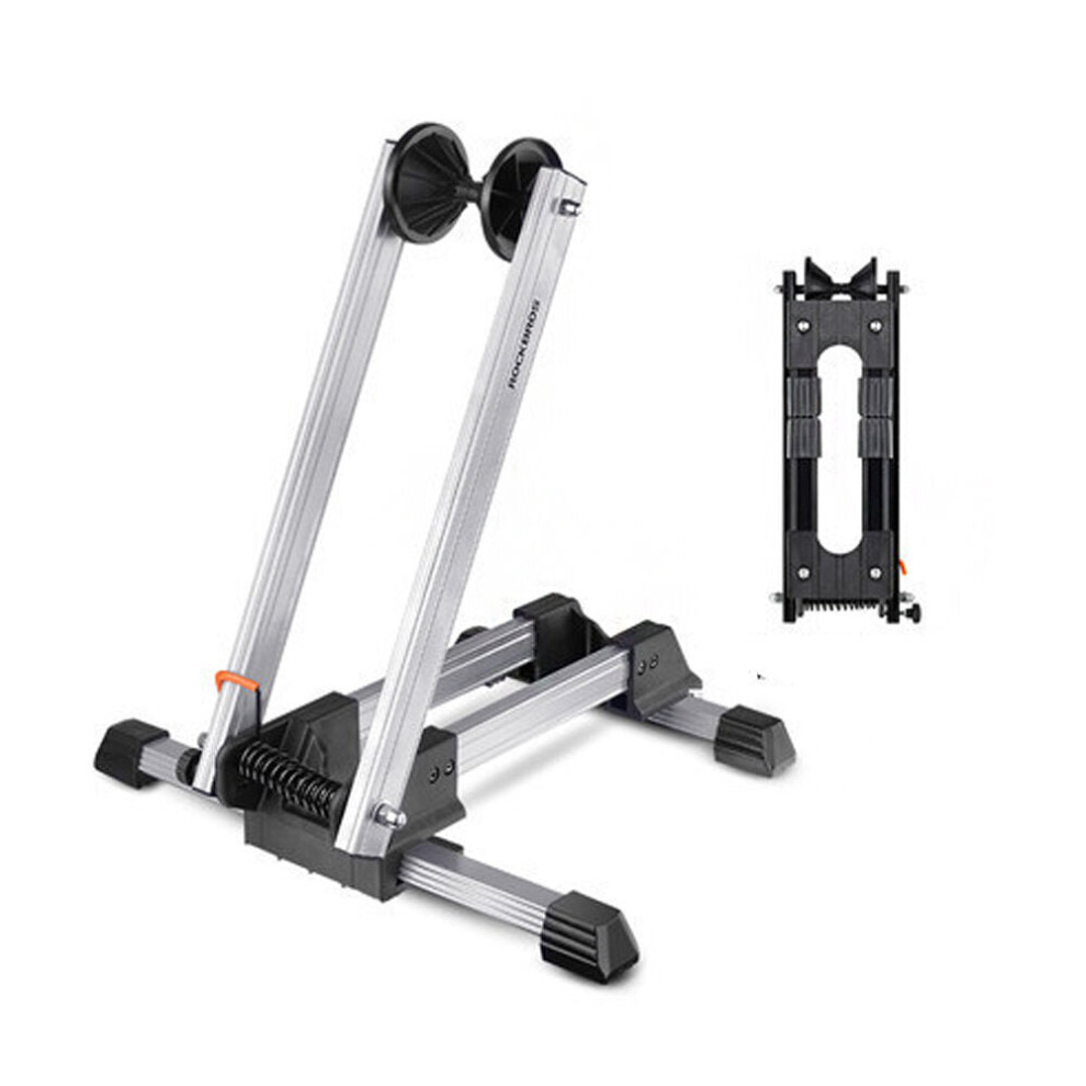 (Silver, 1.8kg) Bike Rack Adjustable Folding Double Pole Universal Repair Stand Holder