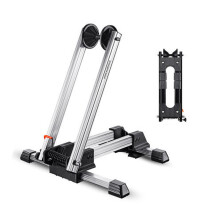 (Silver, 1.6kg) Bike Rack Adjustable Folding Double Pole Universal Repair Stand Holder