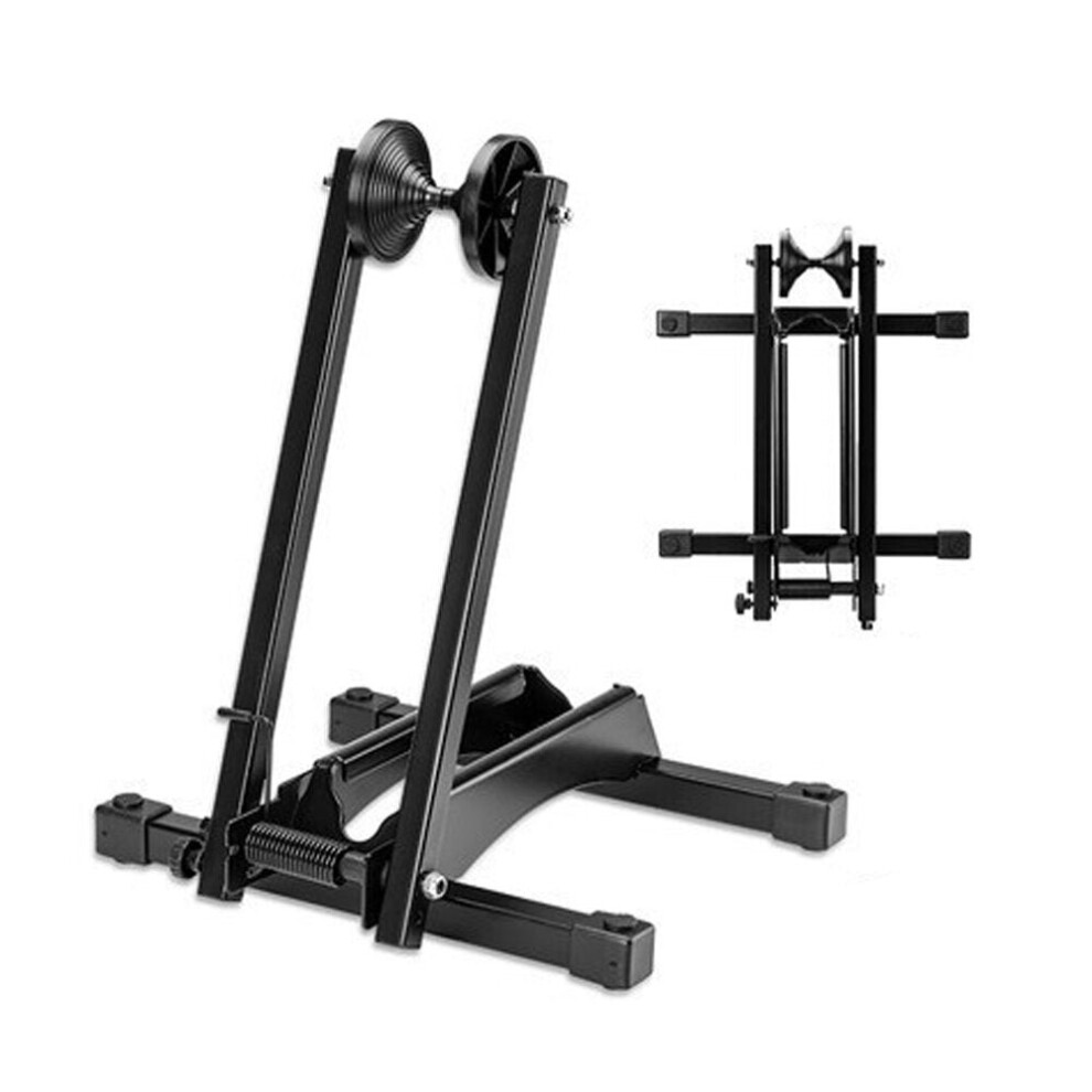 (Black, 1.8kg) Bike Rack Adjustable Folding Double Pole Universal Repair Stand Holder