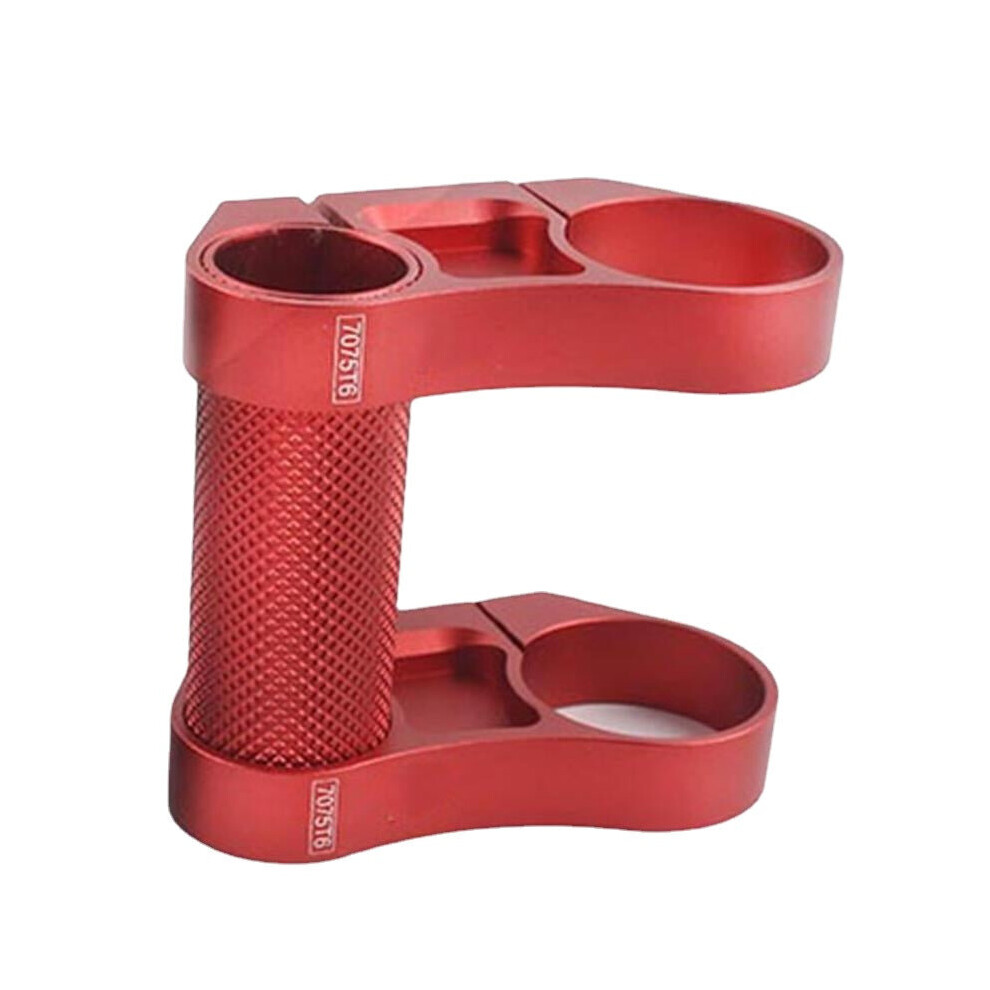 (Red) Folding Bike CNC Lightweight 7075 T6 Aluminum Double Stem BMX T-head Tube Adapter 25.4mm 31.8mm