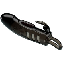 Pretty Love Sloane Rabbit Vibrating Penis Sleeve - Black, Erection Enhancer with Ball Loop & Clitoral Stimulation | 6.95953E+12