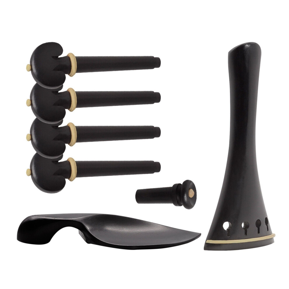 4/4 Violin Accessory Parts Set Ebony with Tailpiece Chin Rest End Pin Tuning Pegs