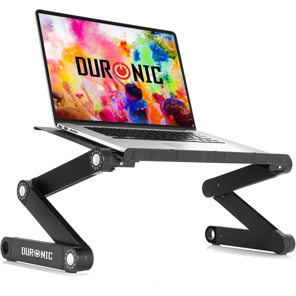 Duronic Laptop Stand DML121 | Multi-use Folding Desk Riser | Highly Adjustable | Support Tray for Tablet Or MacBook | Ergonomic | Folds Flat |