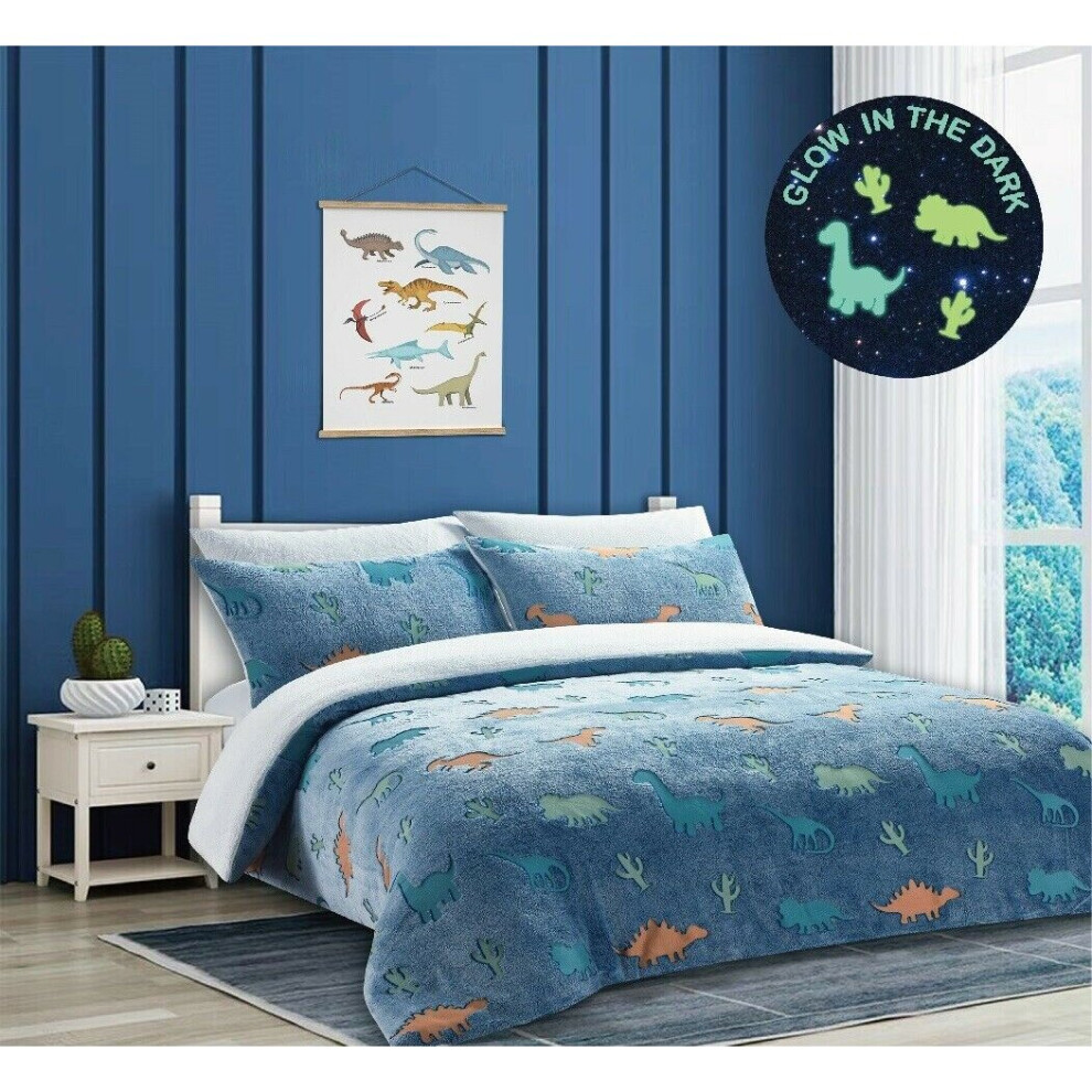 (Single ) Dino Glow In Dark Duvet Cover Kids Multicolour