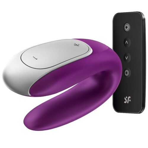 SATISFYER DOUBLE FUN PARTNER VIBRATOR - PURPLE 1