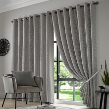 Keswick Eyelet Curtains Silver 46" x 54"